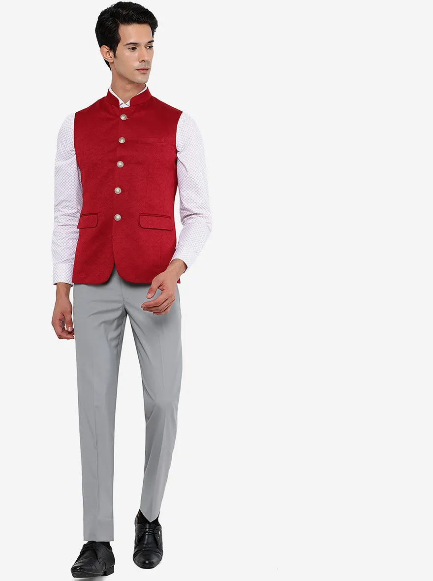 Red Bandhgala Jacket | JB Studio