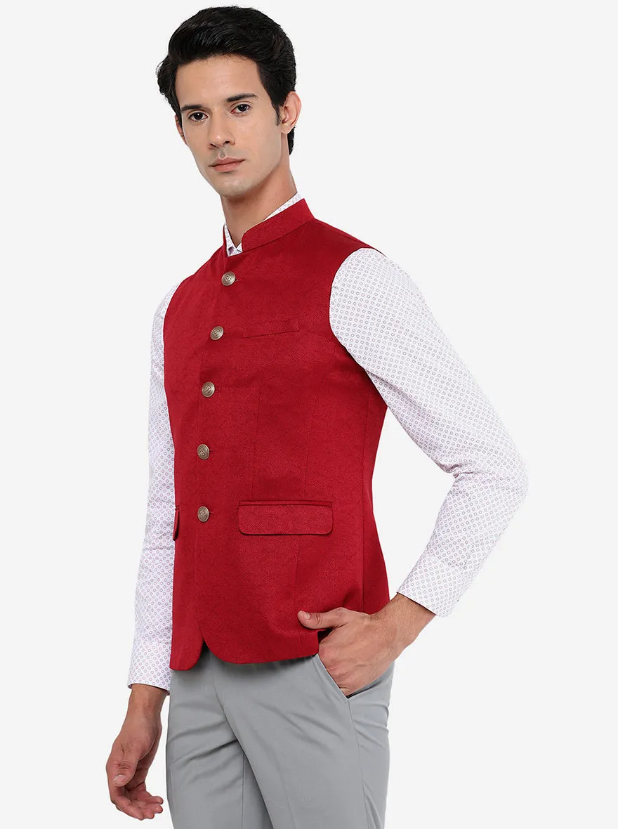 Red Bandhgala Jacket | JB Studio