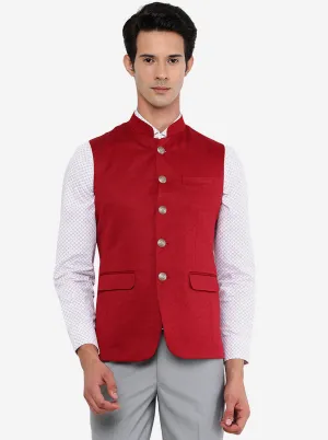 Red Bandhgala Jacket | JB Studio