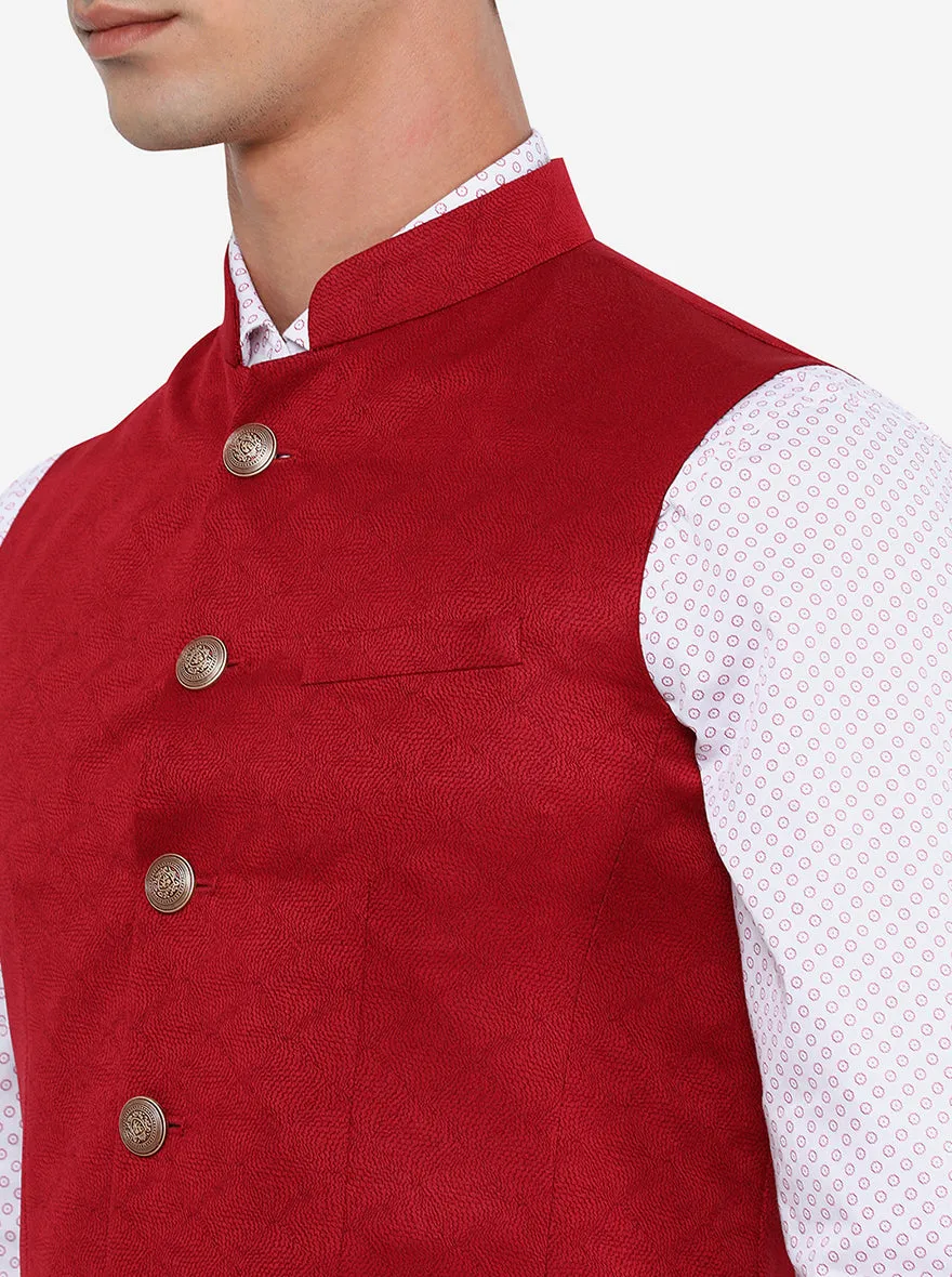 Red Bandhgala Jacket | JB Studio