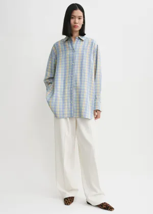 Relaxed linen-blend shirt madras check