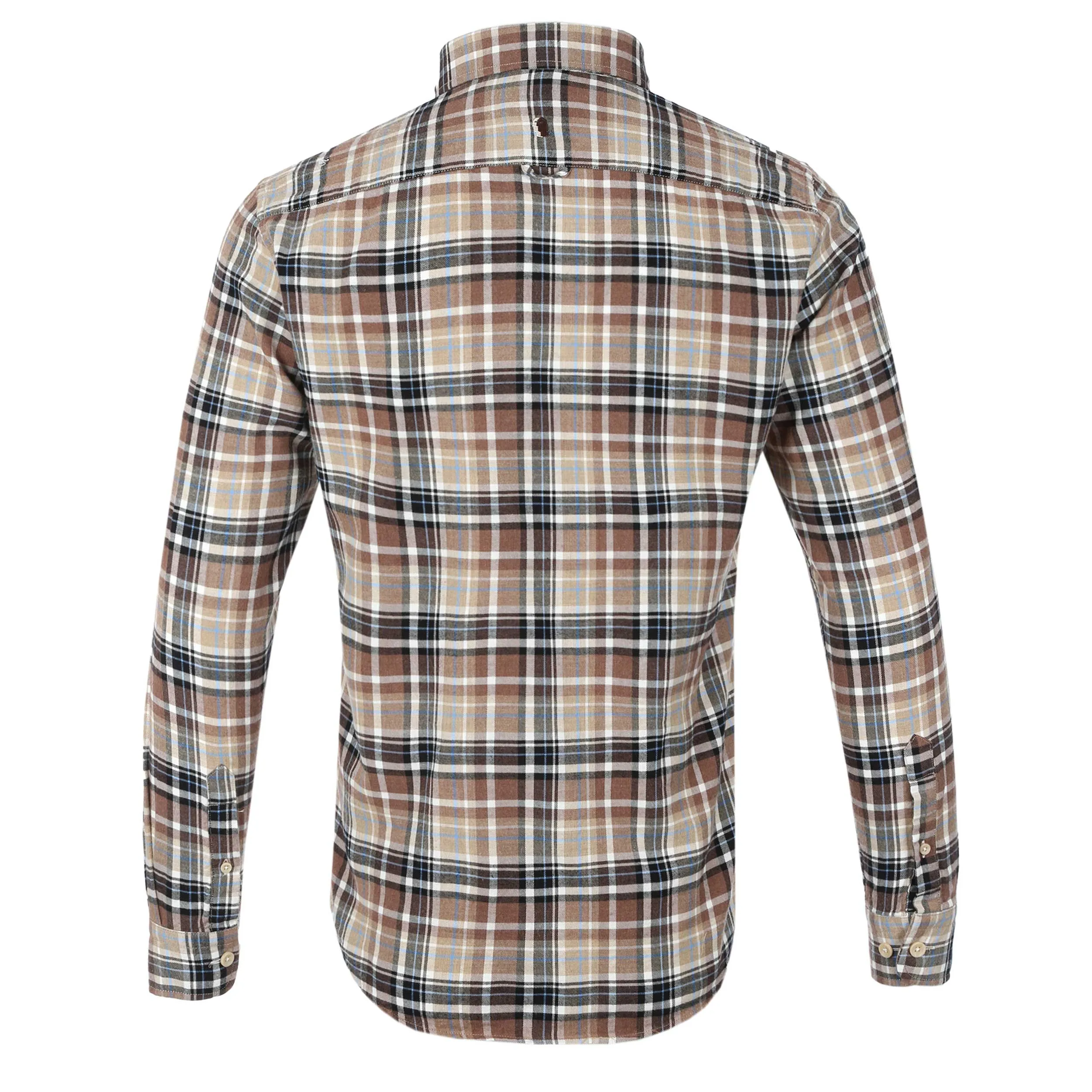 Remus Uomo Parker Check Flannel Shirt in Brown Check