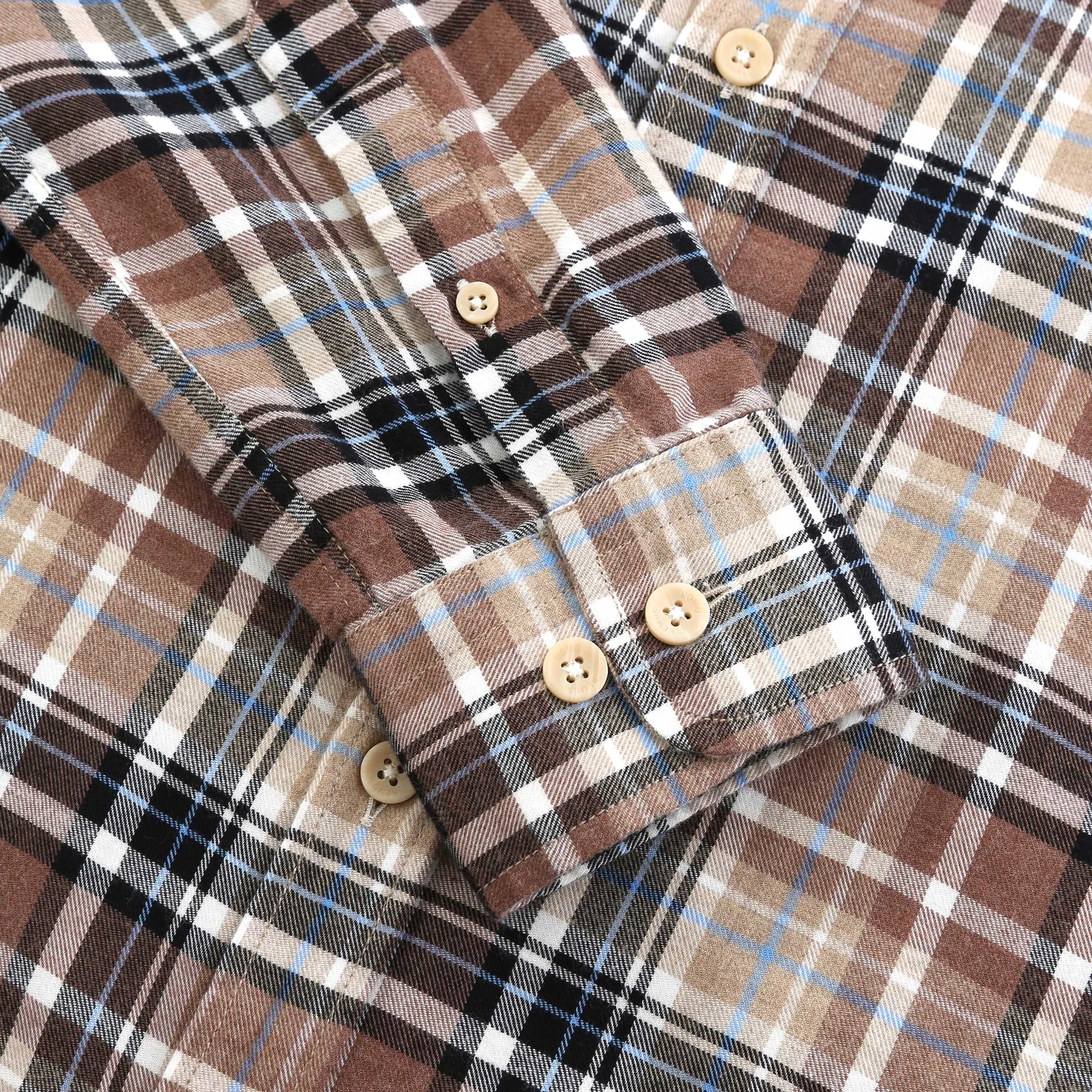 Remus Uomo Parker Check Flannel Shirt in Brown Check