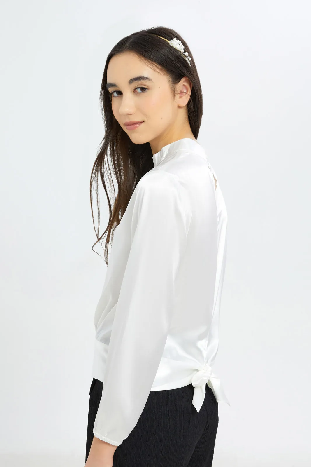 Senior Girls White Sateen Blouse