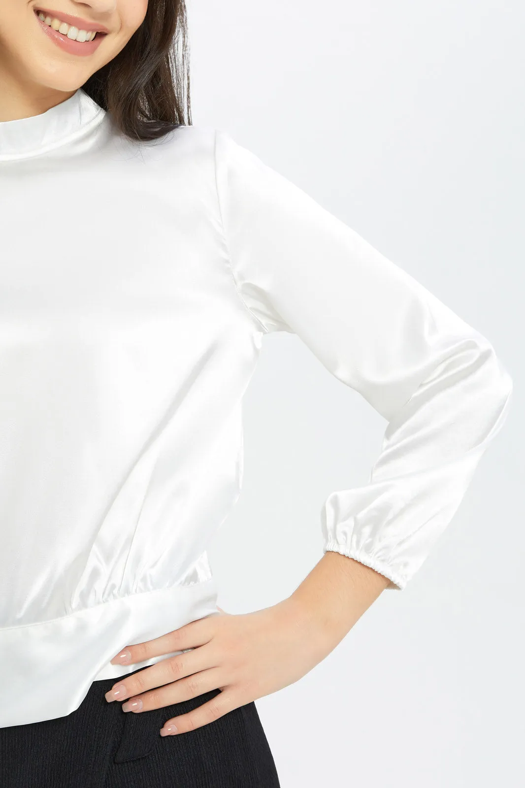 Senior Girls White Sateen Blouse