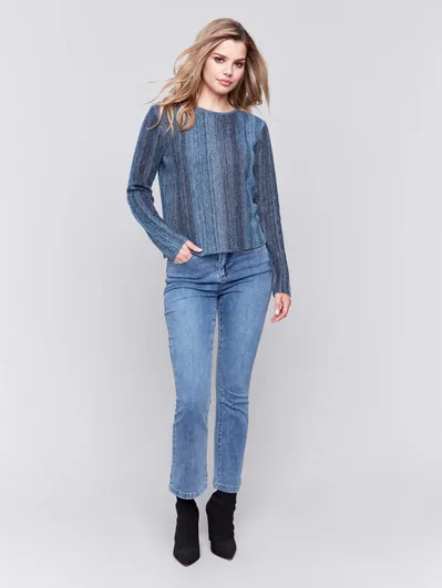 Sheer Space Dye Yarn Crew Neck Sweater