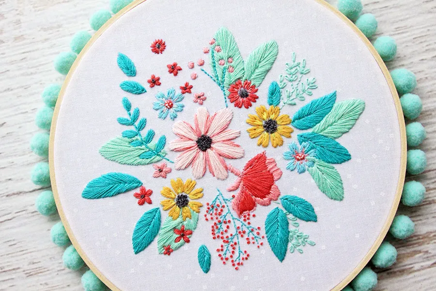 Singing in the Rain Floral Embroidery PDF Pattern