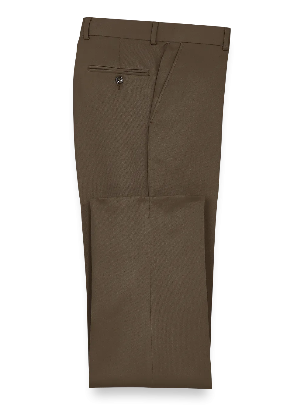 Solid Microfiber Flat Front Pants - Cocoa