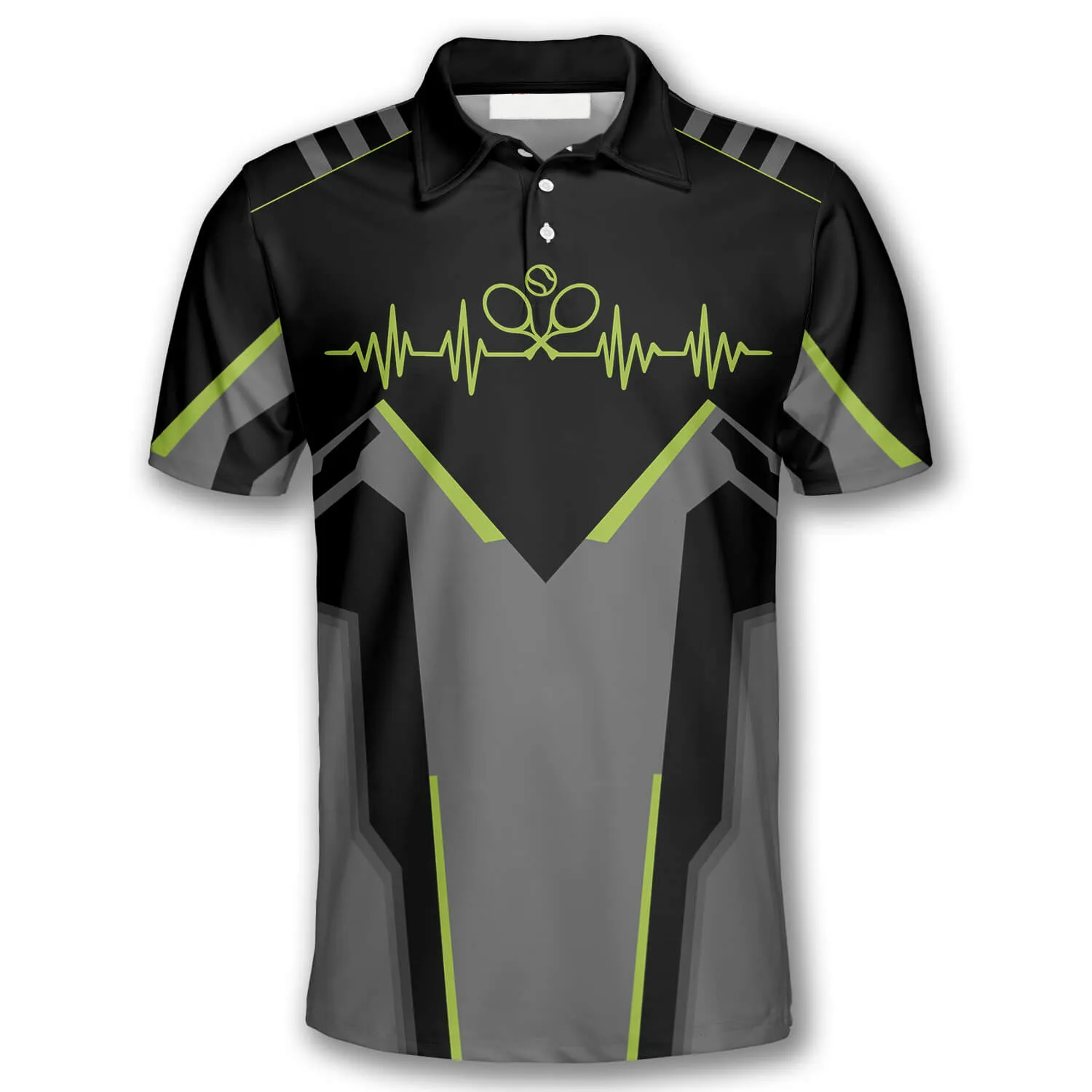 Tennis Heartbeat Pulse Line Custom Polo Tennis Shirts for Men