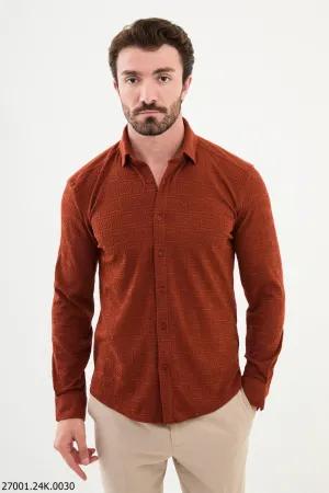 Tile Red Textured Men's Shirt.