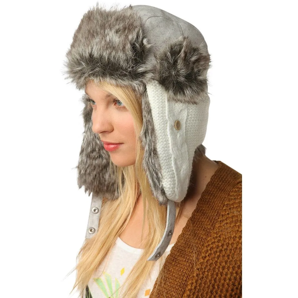 Urban Outfitters Wool & Faux Fur Knit Winter Trapper Aviator Hat