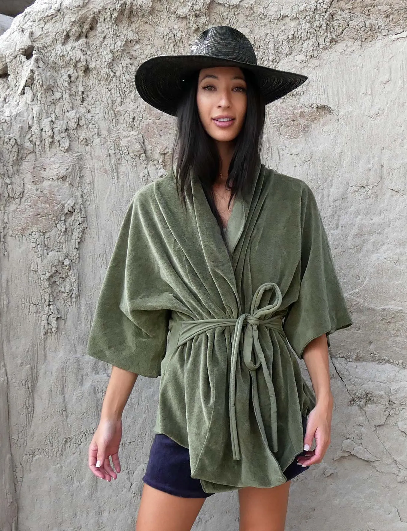 VELOUR Kimono Belted Jacket