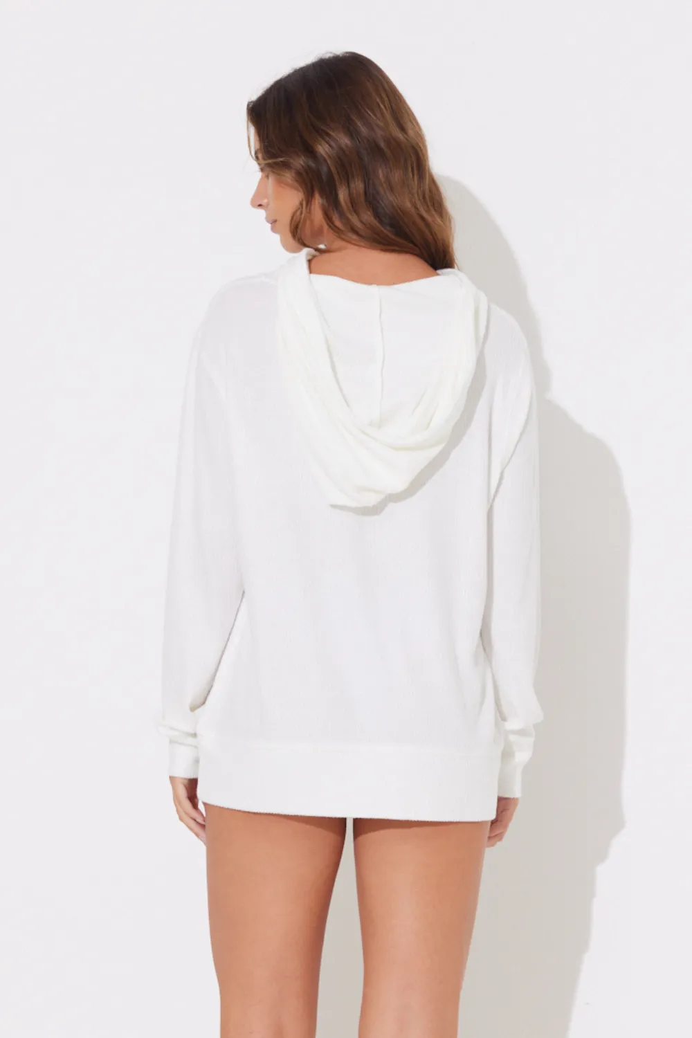 Warm White Rib Hacci Edge Hoodie