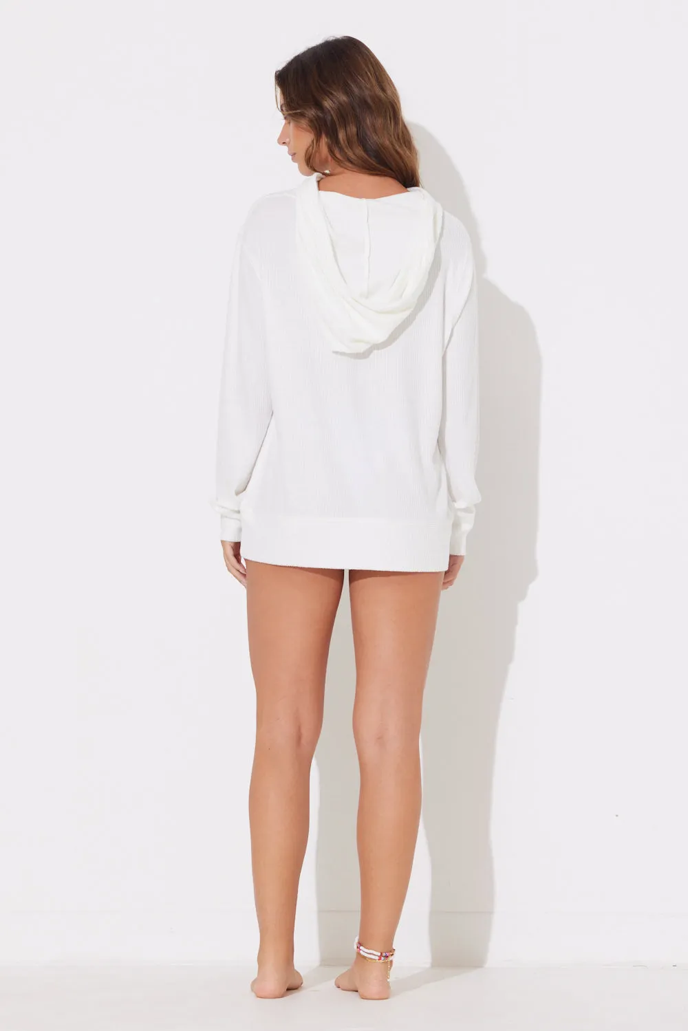 Warm White Rib Hacci Edge Hoodie