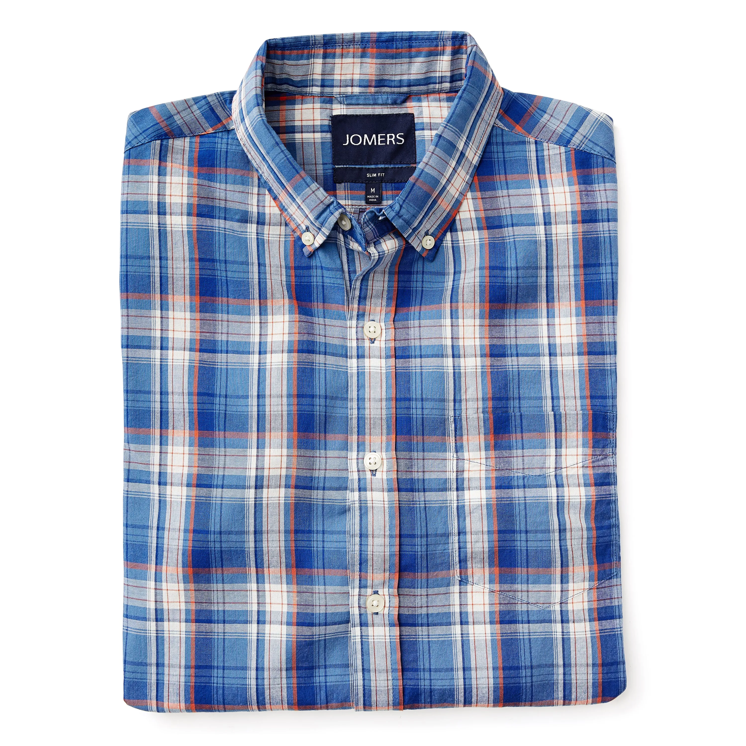 Washed Button Down Shirt - Union Blue Indian Madras