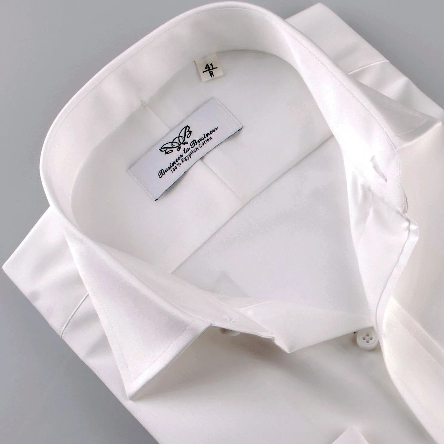 White Solid Poplin Formal Business Dress Shirt Single Button Cuffs