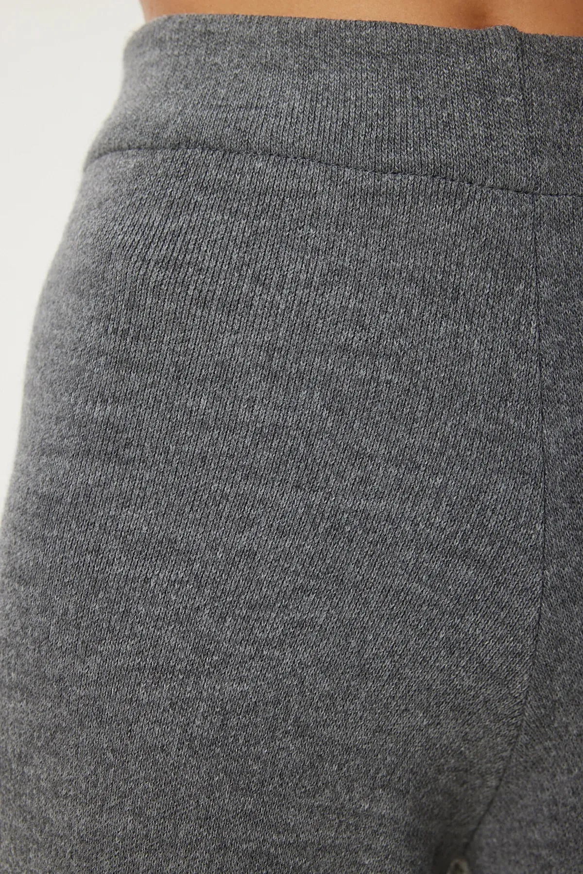 Wide Leg Thick Knitted Trousers GRAY