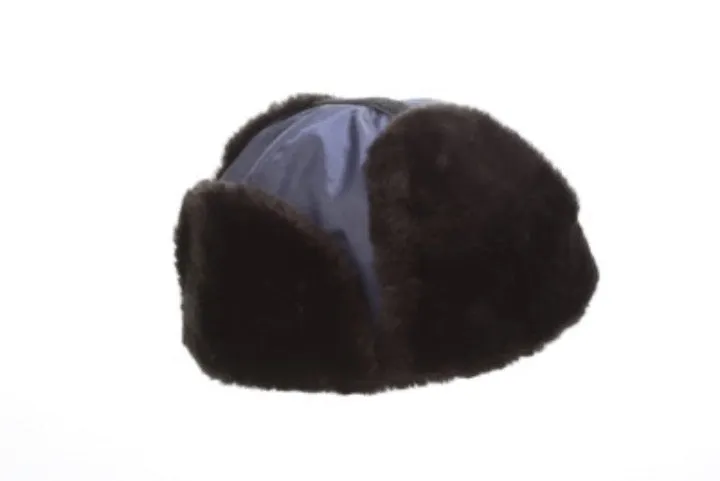 Yukon Hat Imitation Black Fur with Black Nylon Top